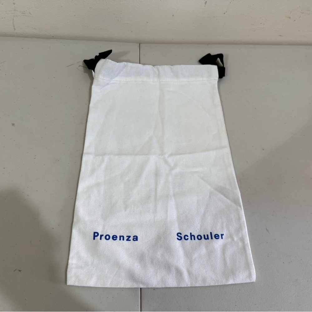 Proenza Schouler White Dust Bag with Blue Logo and Black Drawstrings